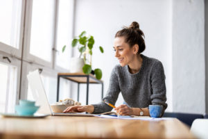 happy person on computer